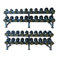 Комплект полиуретановых гантелей 2,5-50кг (20пар) со стойками FITEX